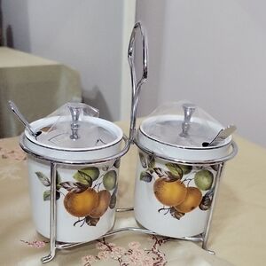 Stafford White Ceramic Condiment Serving Set / England